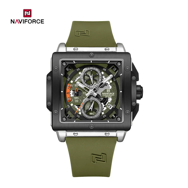 smartwatch with sleep cycle tracking-NF8064 Fashion Square Waterproof Luminous Sports 40mm Fumed Silica Quartz Chronograph Men Watch