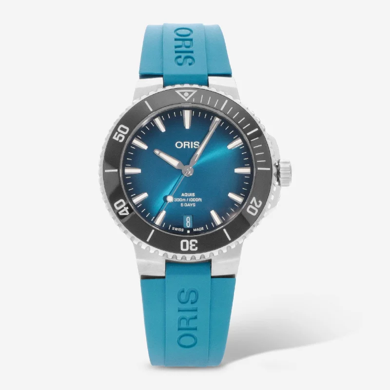 hybrid smartwatch with step tracking-Oris Aquis Stainless Steel Automatic Men's Watch 0140077904135-0742345EB