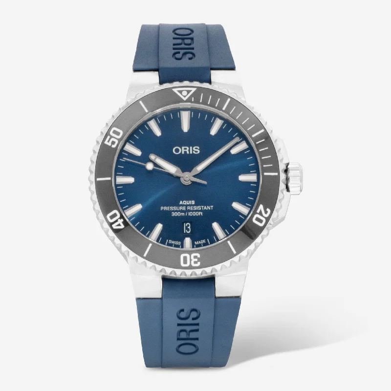 vintage men’s stainless steel wristwatch-Oris Aquis Stainless Steel Automatic Men's Watch 0173377874135-0742235FC