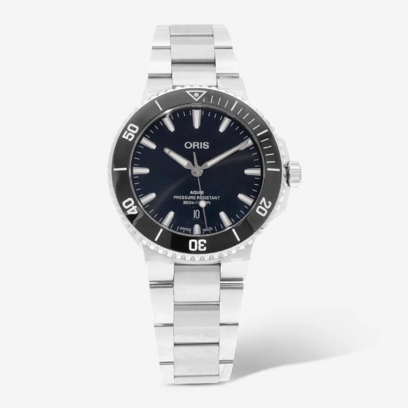 luxury designer digital wristwatch-Oris Aquis Stainless Steel Automatic Men's Watch 0173377894154-0782304PEB