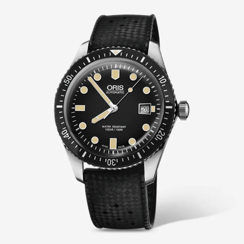 smartwatch with calorie tracking and notifications-Oris Divers Sixty-Five Black Dial Automatic Men's Watch 0173377204054-0742118