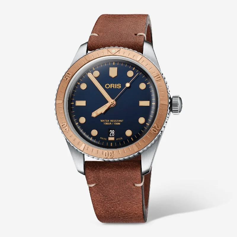 smartwatch with fitness progress insights-Oris Divers Sixty-Five Blue Dial Automatic Men's Watch 0173377074355-0752045