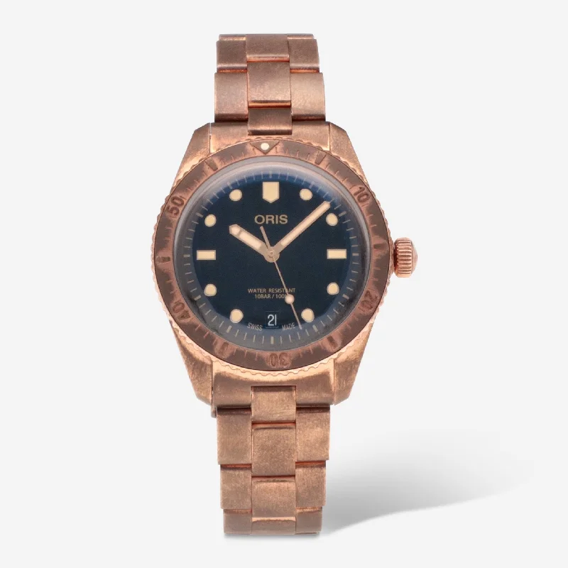 men’s digital wristwatch with date display-Oris Divers Sixty-Five Bronze Automatic Men's Watch 0173377713154-0781915