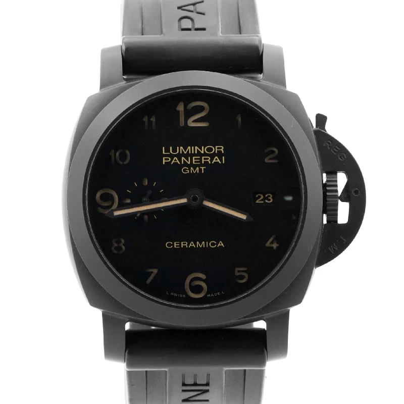 digital sport watch for outdoor enthusiasts-Panerai Luminor Ceramica 1950 3 Days GMT Black Rubber Date 44mm PAM00441 Watch