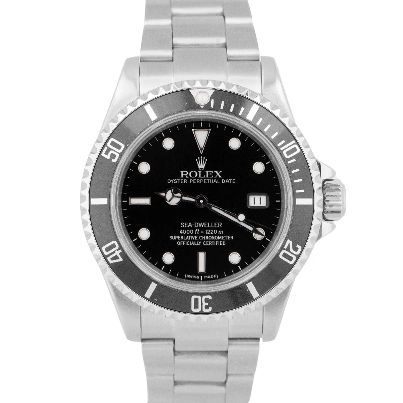 solar-powered watch for outdoor activities-PAPERS MINT Rolex Sea-Dweller 16600 40mm Stainless Steel Black Dive Watch BOX