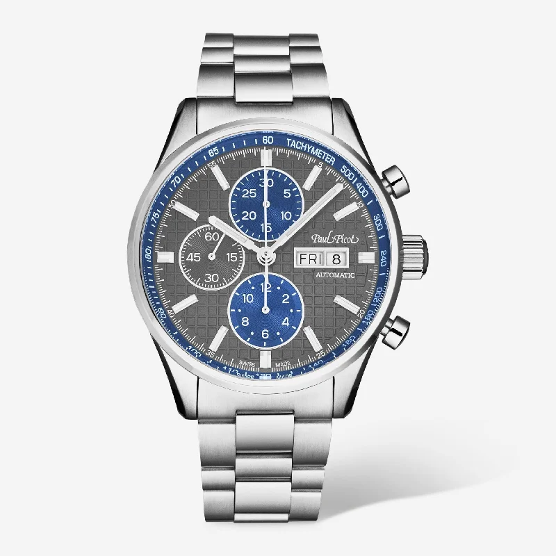 men’s automatic wristwatch with gold accents-Paul Picot Gentleman Blazer Chronograph Grey Dial Men's Automatic Watch P4309.SG.4000.8614