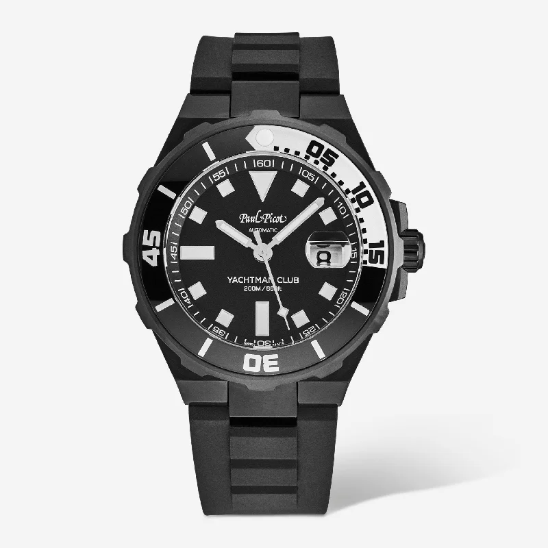 classic automatic wristwatch for men-Paul Picot Yachtman Club Black Dial Men's Automatic Watch P1251N.NBL.3614CM001