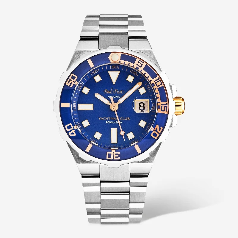 digital sport watch for outdoor enthusiasts-Paul Picot Yachtman Club Blue Dial Stainless Steel Men's Automatic Watch P1251BLR.SG.4000.2614