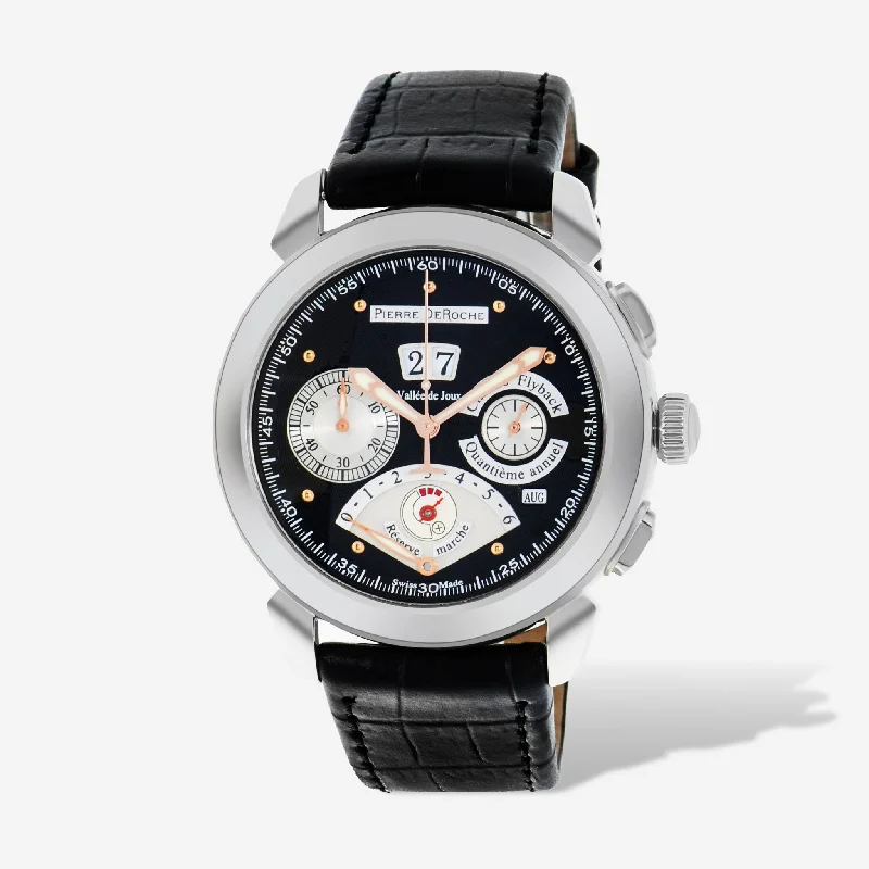 men’s high-end leather strap wristwatch-Pierre DeRoche Grandcliff Annual Calendar Flyback Chronograph 42.5mm Men's Automatic Watch GRC10001ACI0-SPEC