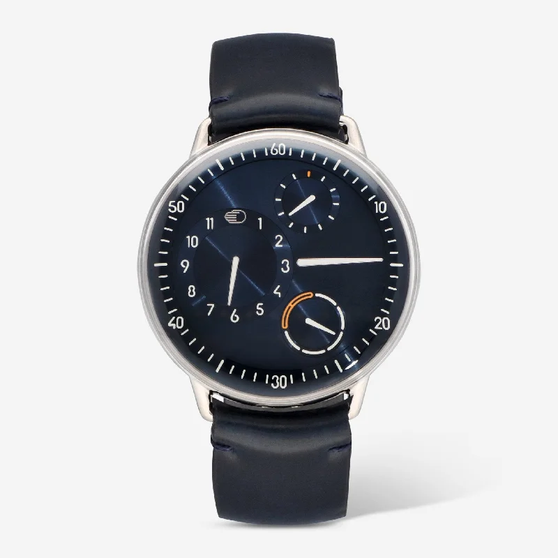 smartwatch with advanced step tracking-Ressence Type 1 Round Night Blue Titanium Automatic Men's Watch T1RNB