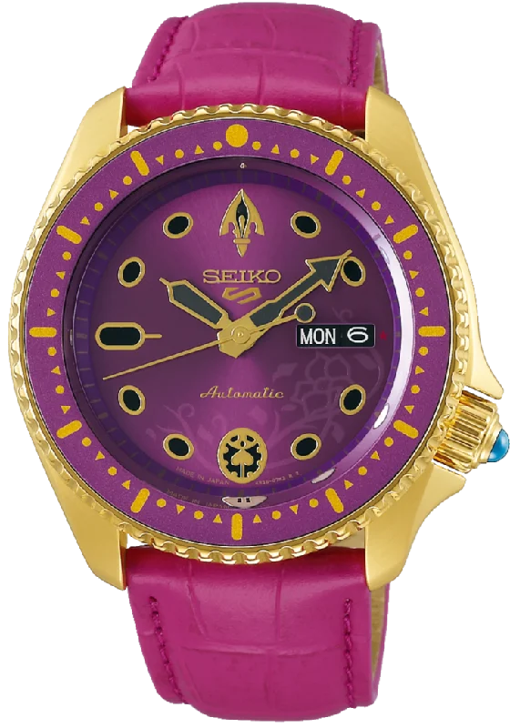 men’s high-end leather strap wristwatch-Seiko X Jojo's Bizarre Adventure Giorno Giovanna 5 Sports Limited Edition SBSA036