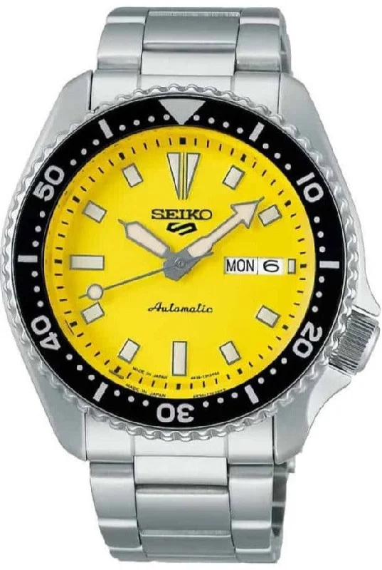 men’s automatic watch with leather strap-Seiko X On Time Move Collaboration 5 Sports SKX Sports Style Limited Edition Yellow JDM SBSA193