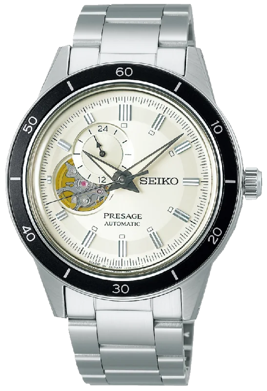 luxury digital watch for men-Seiko Presage 2021 Style60's Series Automatic White SSA423J1