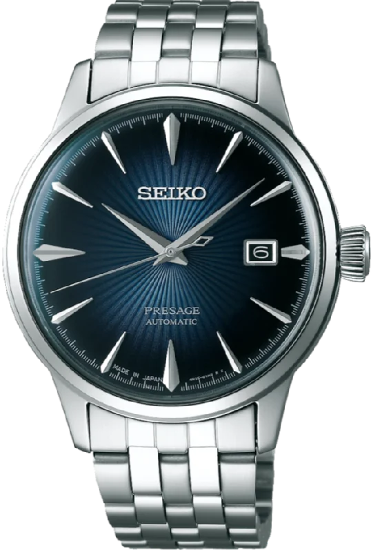 stylish men’s digital watch with heart rate-Seiko Presage Cocktail Time Series Automatic Blue Moon SRPB41