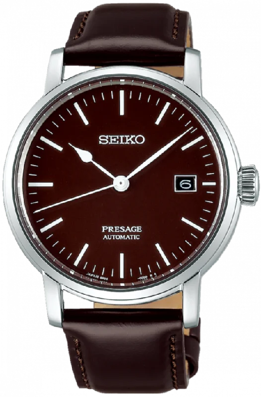 digital sport watch for outdoor enthusiasts-Seiko Presage Craftsmanship Series Mechanical Automatic Riki Watanabe Enamel Brown Dial SPB115 (SARX067)