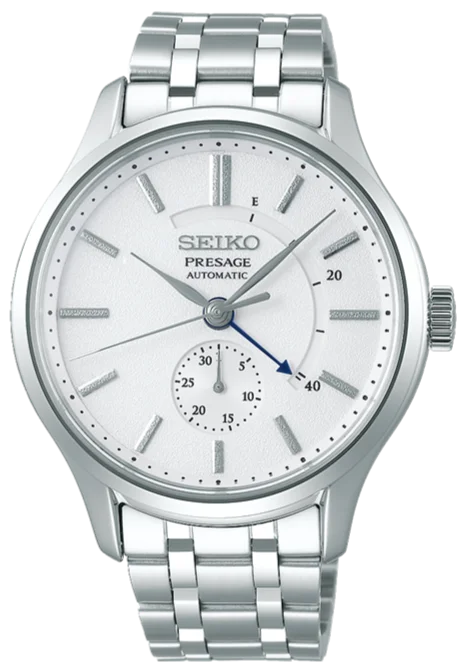 men’s luxury leather strap wristwatch-Seiko Presage Japanese Garden Series Automatic Snow White Dial SSA395