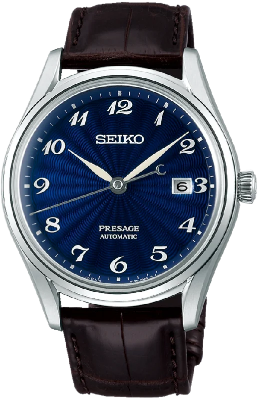 smartwatch with menstrual cycle tracking-Seiko Presage Prestige Line Automatic Blue Dial SJE079