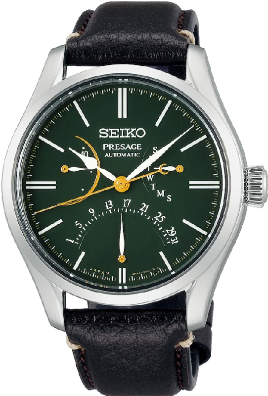 smart casual men’s leather watch-Seiko Presage Prestige Line Craftsmanship Series Lacquer Green Dial Limited Edition SARD015 (SPB295)