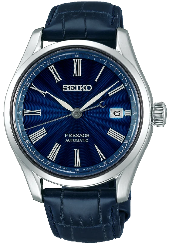 smartwatch with voice assistant integration-Seiko Presage Prestige Line Shippo Enamel Automatic Limited Edition Blue Dial SPB075 (SARX059)