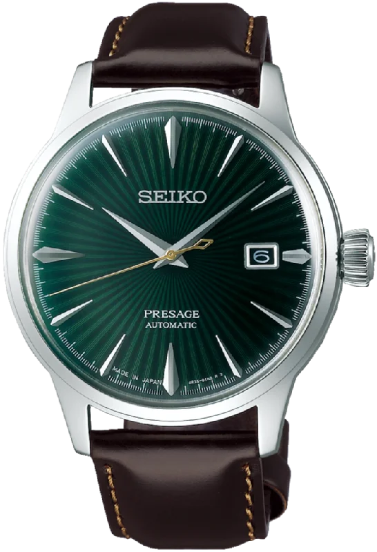 digital wristwatch with fitness stats-Seiko Presage Cocktail Time Series Mockingbird Green Dial SRPD37 (SARY133)