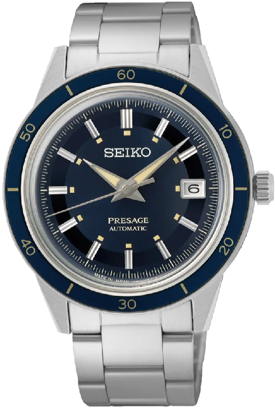 men’s sport wristwatch with GPS-Seiko Presage 2021 Style60's Series Automatic Deep Blue SRPG05