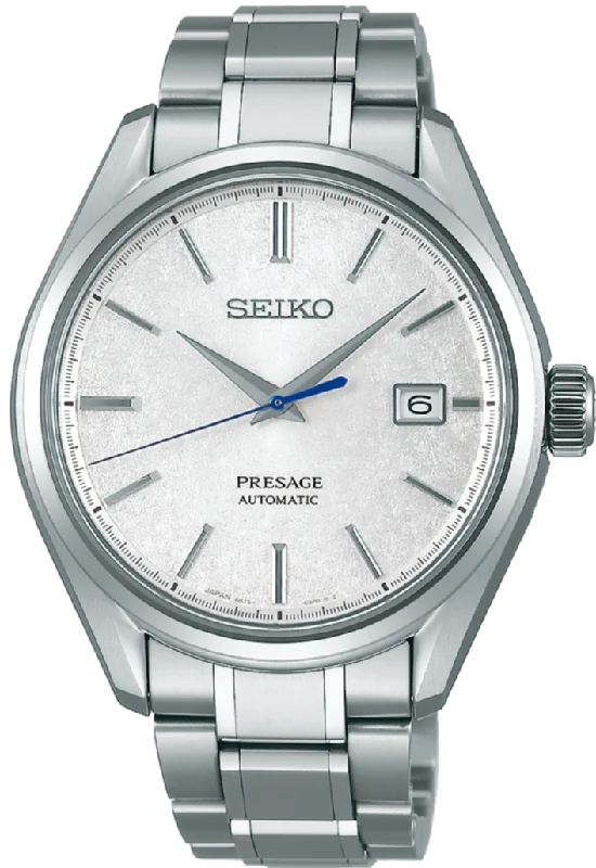 smartwatch with health tracking capabilities-Seiko Presage Prestige Line Titanium Automatic White Snowflake JDM SARX055