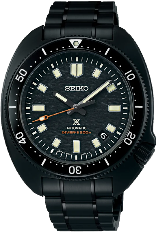 outdoor adventure smartwatch for hiking-Seiko Prospex 2022 The Black Series Limited Edition 1970 Mechanical Diver's Contemporary Design Turtle "Captain Willard" SLA061