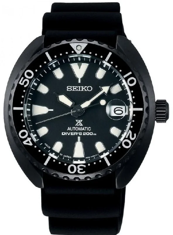 smartwatch with advanced pedometer-Seiko Prospex Automatic 200M Diver All-Black Mini Turtle SBDY087