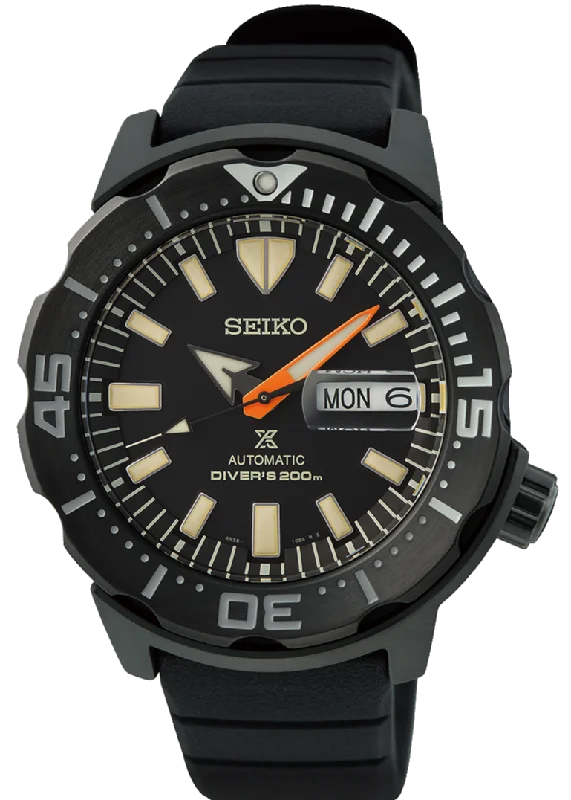 smartwatch with built-in fitness coach-Seiko Prospex Automatic 200M Diver Black Series Limited Edition Monster SRPH13