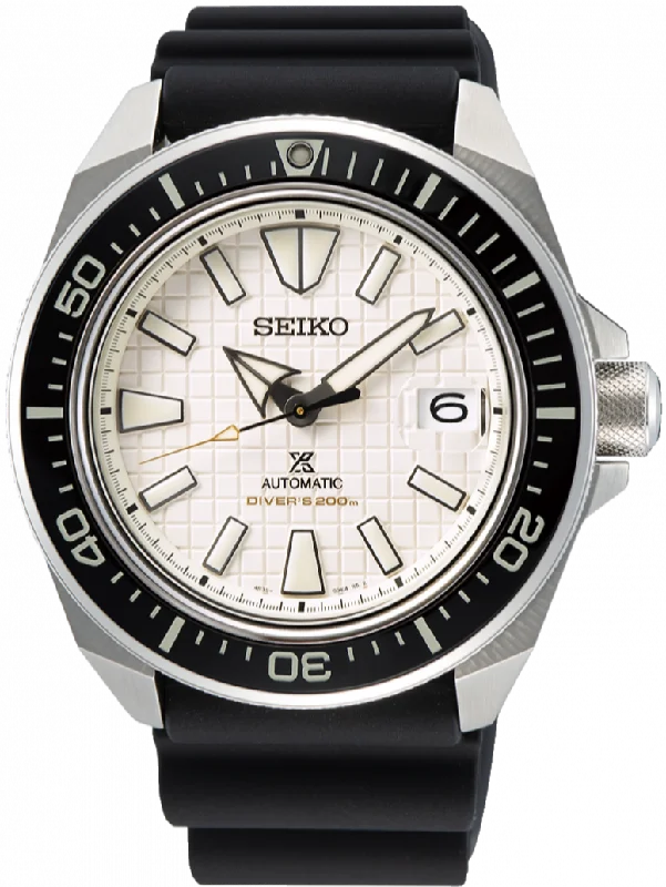 smartwatch with built-in workout plans-Seiko Prospex Automatic 200M Diver "White Tile" Dial King Samurai SRPE37