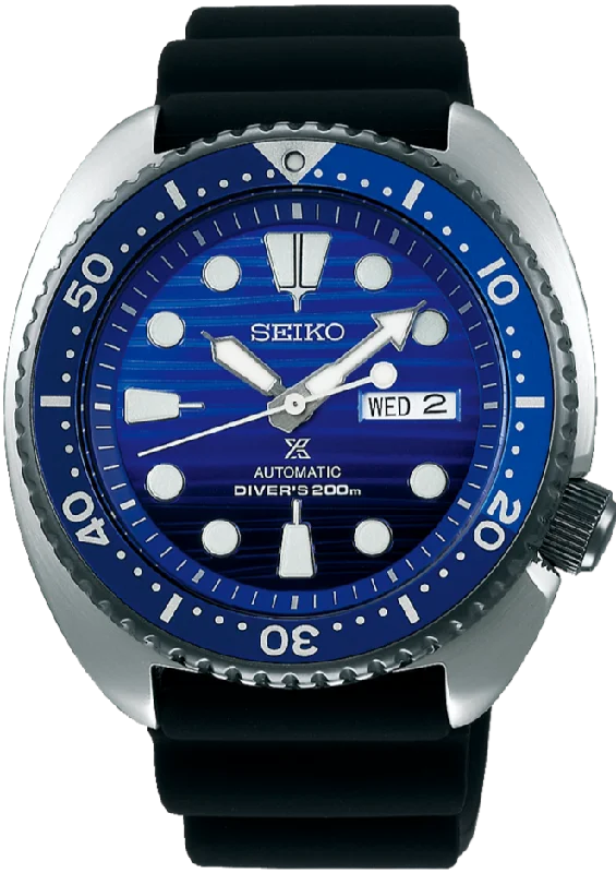 men’s ceramic bezel luxury watch-Seiko Prospex Automatic 200M Diver "Save the Ocean" Special Edition Gradient Blue Turtle SRPC91