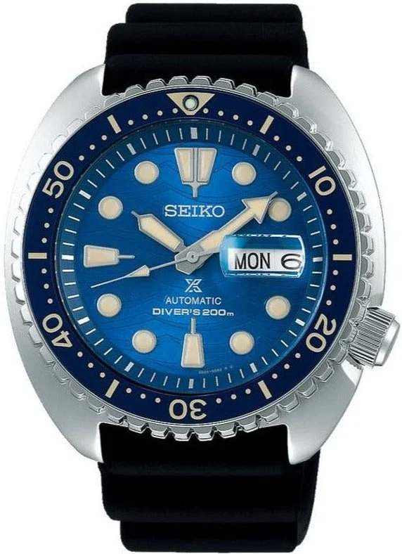 men’s vintage mechanical wristwatch-Seiko Prospex Automatic 200M Diver Save-the-Ocean Special "Ocean Waves" King Turtle SRPE07