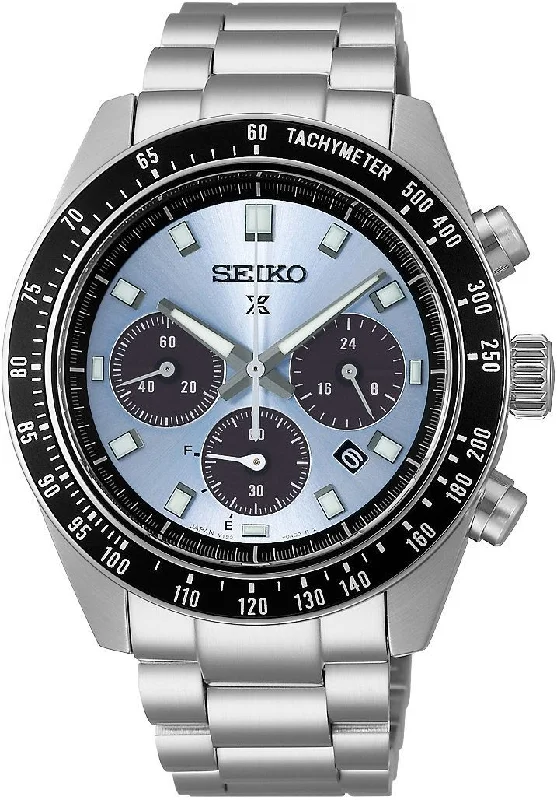 men’s automatic sports wristwatch-Seiko Prospex Men Chronograph Round Blue Dial Stainless Steel Watch SSC935P1