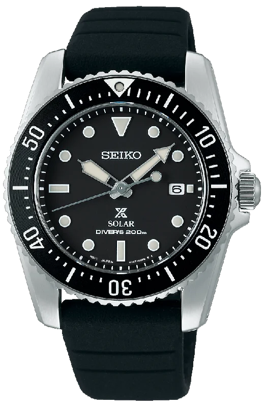 men’s dress watch with leather band-Seiko Prospex Compact Solar Scuba 200M Diver SNE573 SBDN075