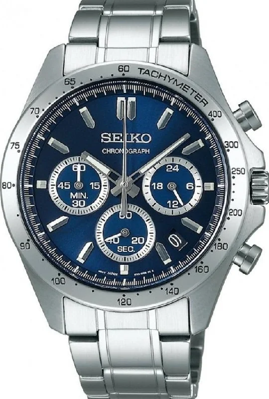 advanced health monitoring smartwatch-Seiko Spirit Quartz Chronograph Tachymeter JDM Blue-Dial SBTR011