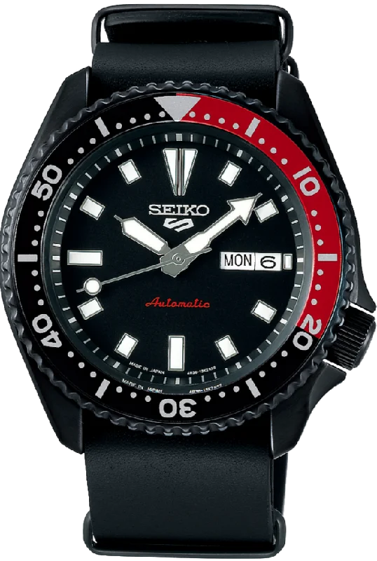 luxury men’s quartz watch with gold accents-Seiko X Journal Standard Collaboration 5 Sports Limited Edition Black & Red JDM SBSA189 - PREORDER