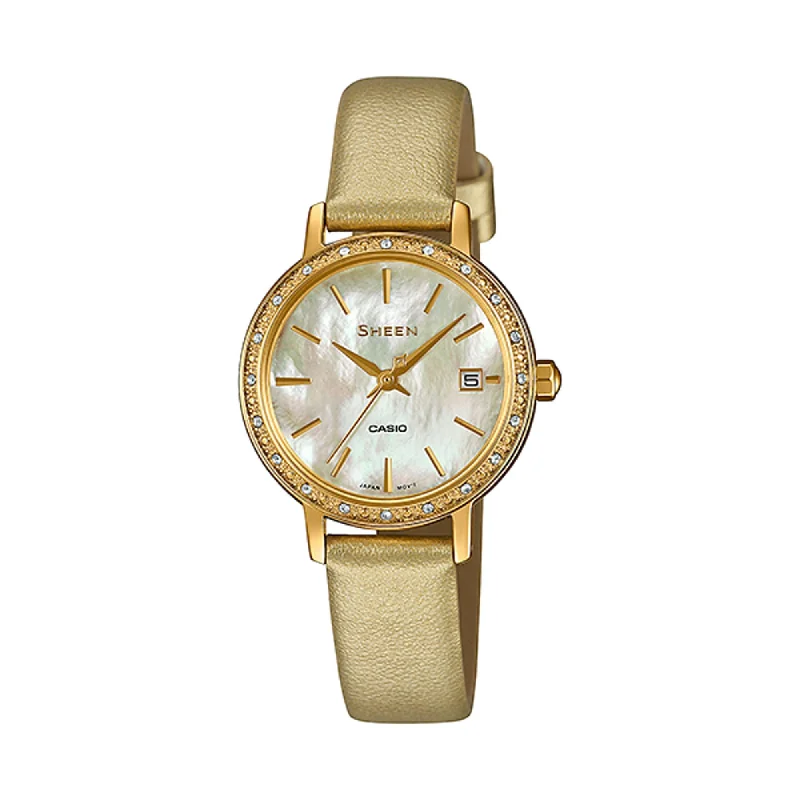 men’s automatic wristwatch with gold accents-SHE-4060GL-9A [O]