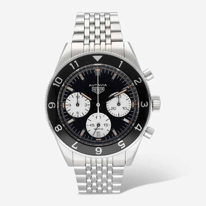 smartwatch with wrist-based heart rate sensor-Tag Heuer Autavia Heritage Chronograph Stainless Steel Automatic Men's Watch CBE2110.BA0687