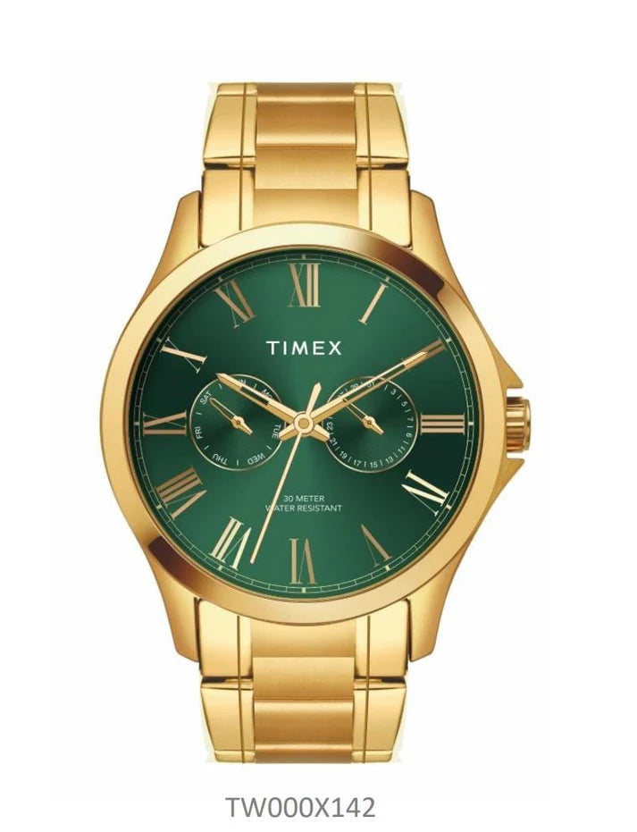 smartwatch with waterproof features-Timex Full Roman Green Dial Astrological Men's Watch TW000X142