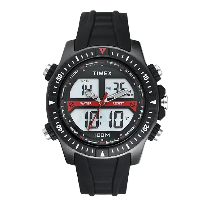 men’s rugged digital chronograph watch-TIMEX Silicone Men Analog-Digital Round Dial Watch- Twesk3401T