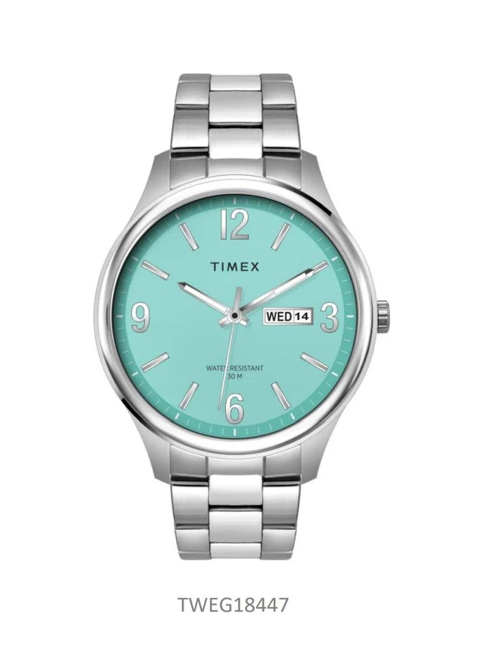 men’s vintage mechanical wristwatch-Timex Tiffany Blue Round Date/Day Dial Men's Watch TWEG18447