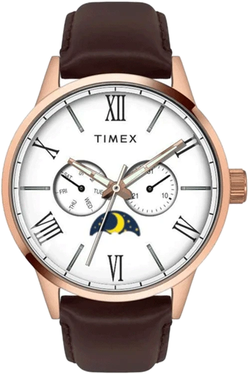 luxury digital watch for men-Timex White Dial Rose Gold Case Men's Watch TWEG19943