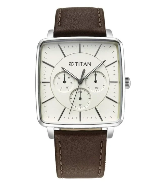 luxury smartwatch with fitness tracking-Titan Avant Garde Quartz Multifunction Silver Dial Leather Strap watch for Men 90147sl01