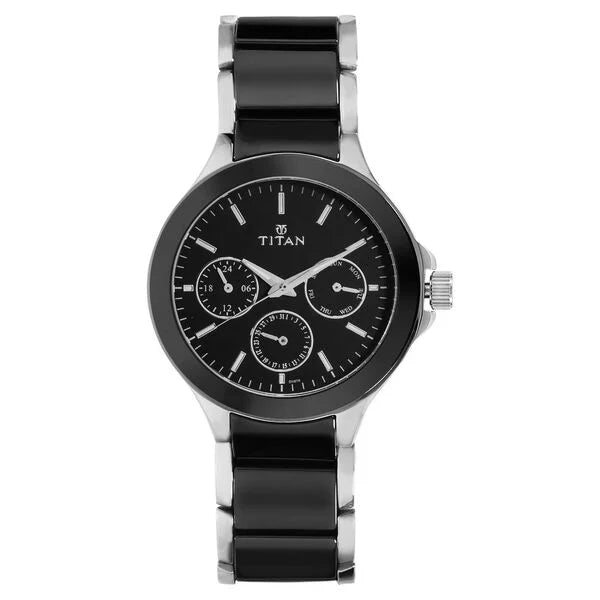 men’s rugged digital chronograph watch-Titan Ceramics Black Dial Quartz Multifunction Stainless Steel and Ceramic Strap watch for Men ns90089kd01a / 90089KD01