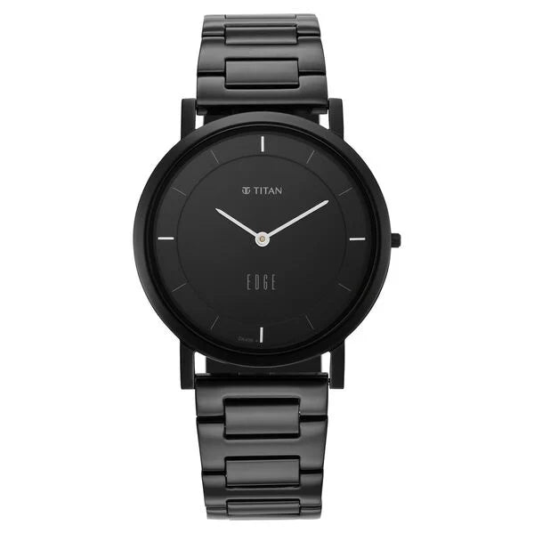 smartwatch with real-time heart rate tracking-Titan Quartz Analog Black Dial Stainless Steel Strap Watch for Men 1595nm01