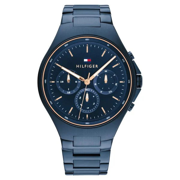 smartwatch with goal setting for fitness-Tommy Hilfiger Blue Dial Blue Colour Stainless Steel Strap Watch for Men th1792058