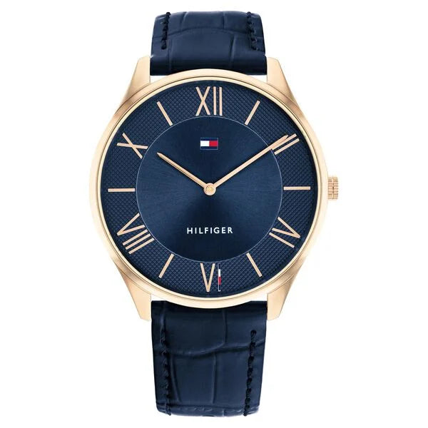 smartwatch with guided workouts and tracking-Tommy Hilfiger Blue Dial Blue Leather Strap Watch for Men th1710517