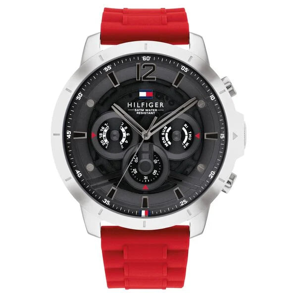 men’s casual analog wristwatch-Tommy Hilfiger Quartz Multifunction Grey Dial Silicone Strap Watch for Men neth1710490