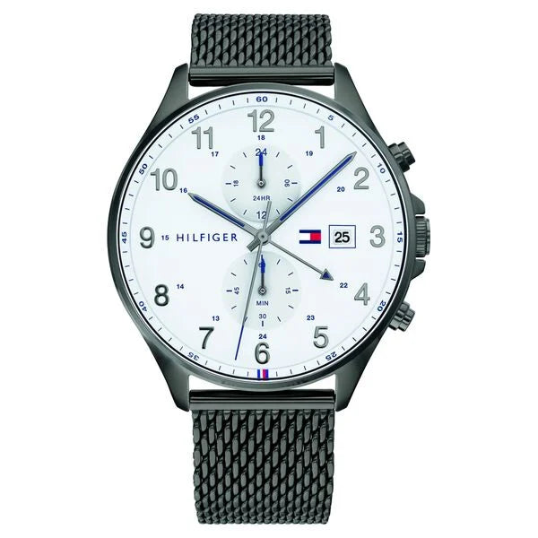 men’s smart fitness wristwatch with heart rate-Tommy Hilfiger Quartz Multifunction White Dial Stainless Steel Strap Watch for Men neth1791709w