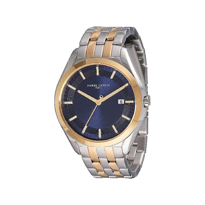 men’s automatic wristwatch with gold accents-Vaugirard Aréne Men’s 42mm Classic Watch - Two-Tone Gold & Silver Case, Blue Dial with Silver Metal Strap